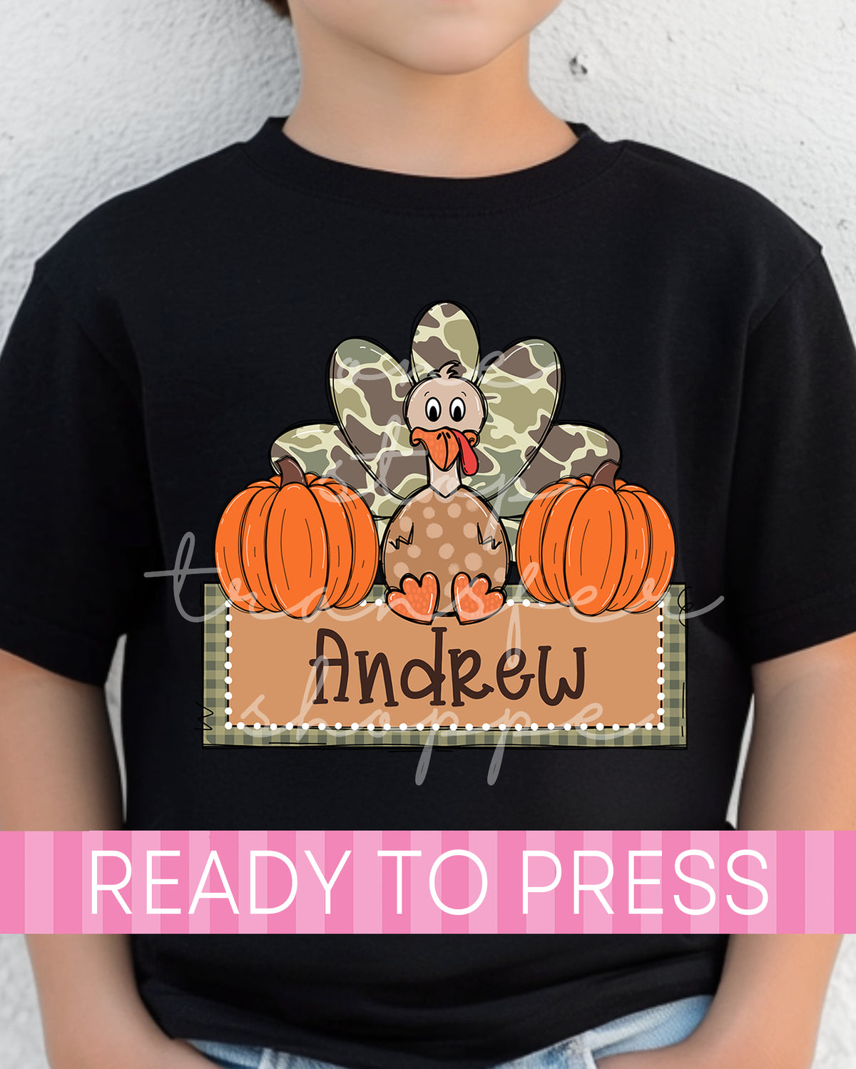Custom Name Preppy Boy Camouflage Turkey - Ready to Press DTF Transfers