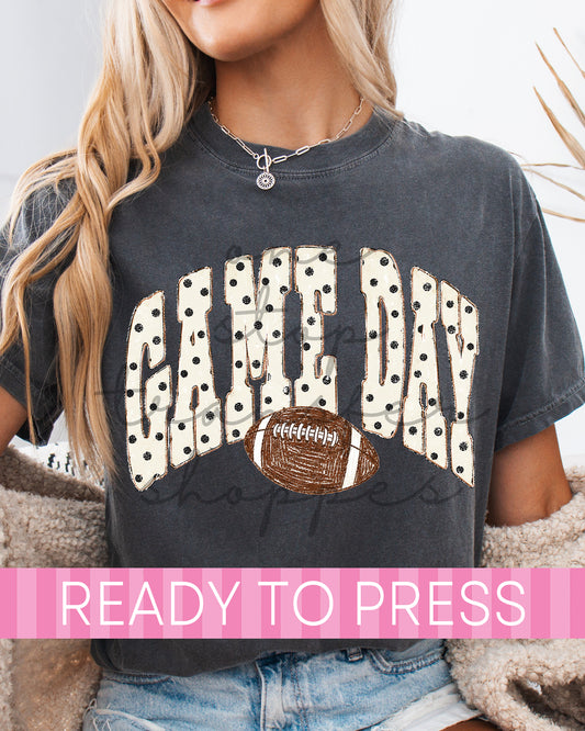 Black Polka Dot Football Game Day - Ready to Press DTF Transfers
