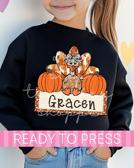 Custom Name Preppy Girl Coquette Turkey - Ready to Press DTF Transfers