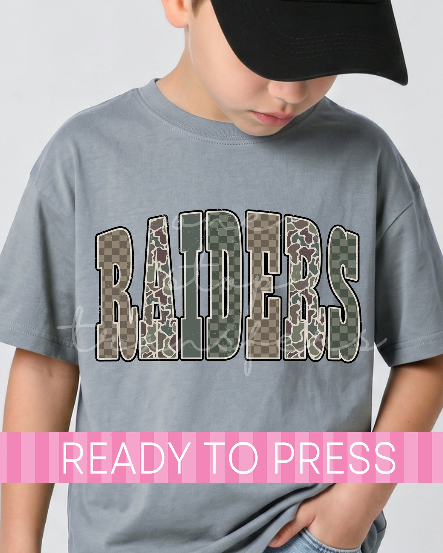 Camouflage Checker Raiders Mascot - Ready to Press DTF Transfers