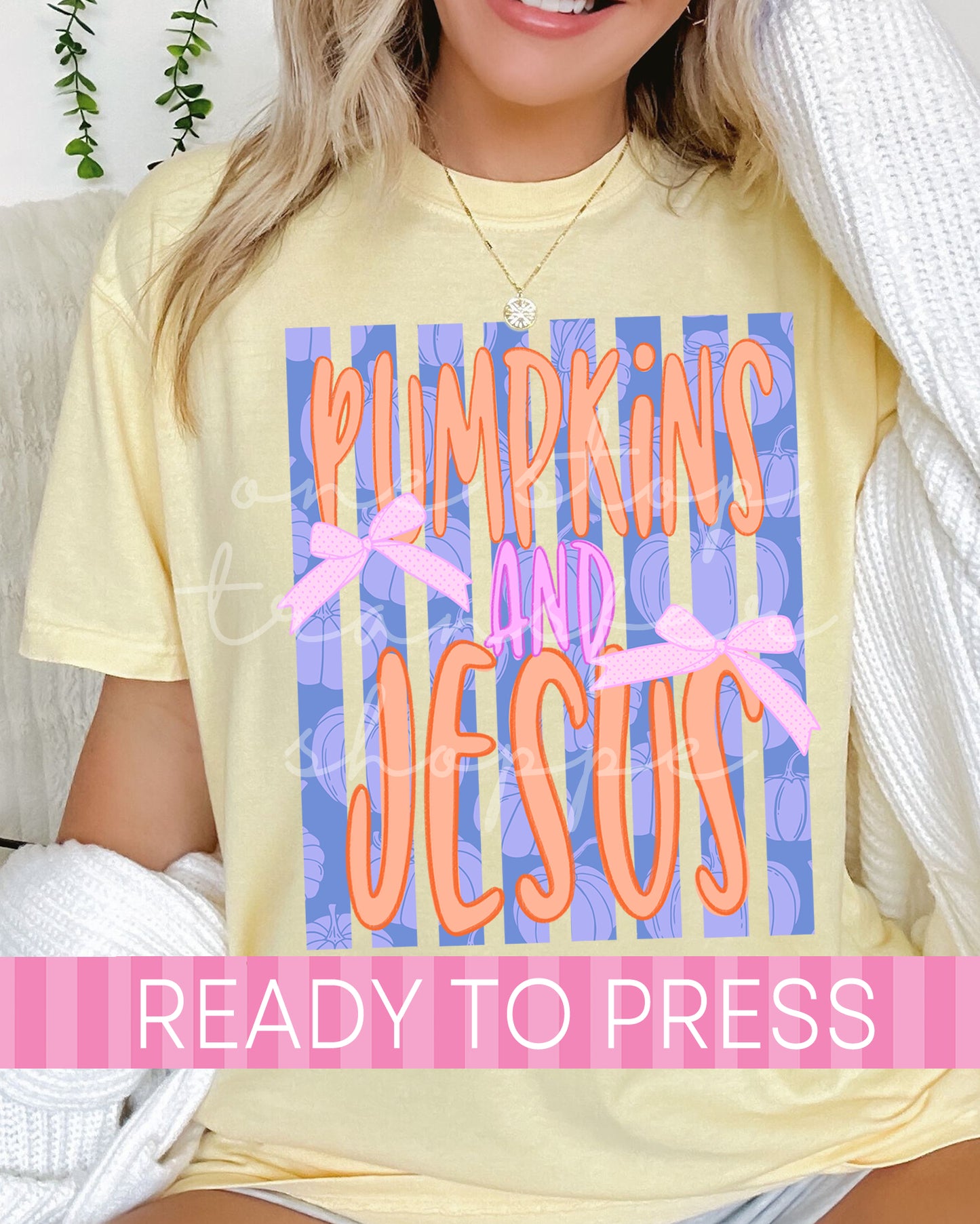 Pastel Fall Stripes Pumpkins and Jesus - Ready to Press DTF Transfers