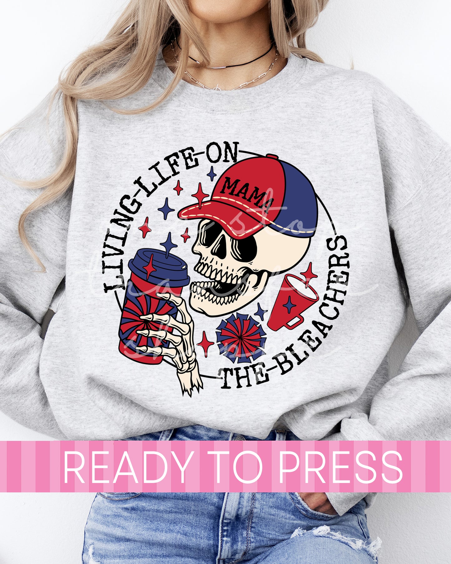 Living Life on the Bleachers Red and Blue Cheer Mama - Ready to Press DTF Transfers