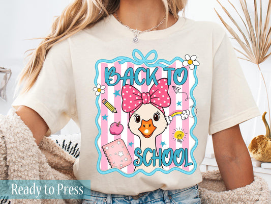 Preppy Scallop Stripes Back To School Goose - Ready to Press DTF Transfers