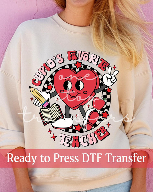 Valentine's Day Cupid's Favorite Teacher - Ready to Press DTF Transfers