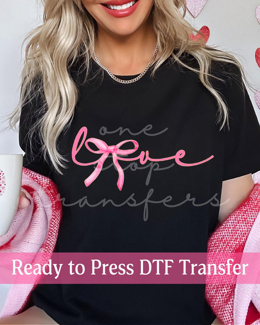Valentine's Day Pink Coquette Cursive Love - Ready to Press DTF Transfers