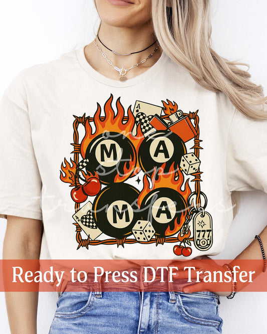 8 Ball MAMA Flames - Ready to Press DTF Transfers