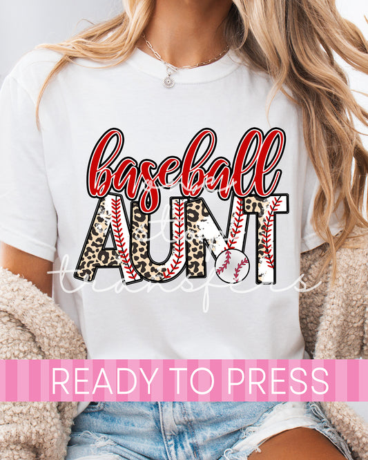 Baseball Aunt - Ready to Press DTF Transfers