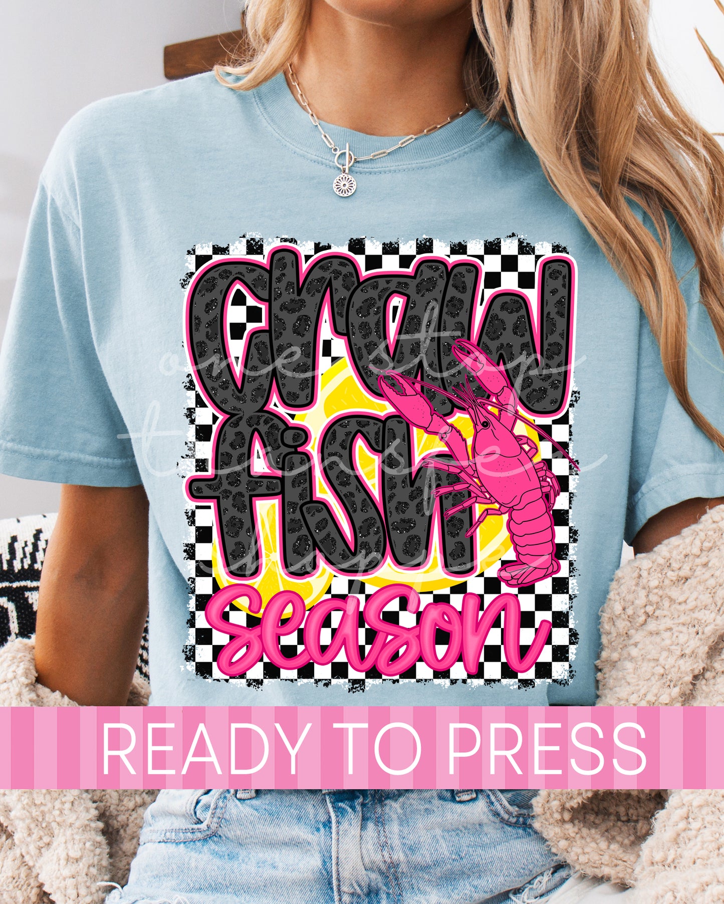 Checker Pink Crawfish Season - Ready to Press DTF Transfers