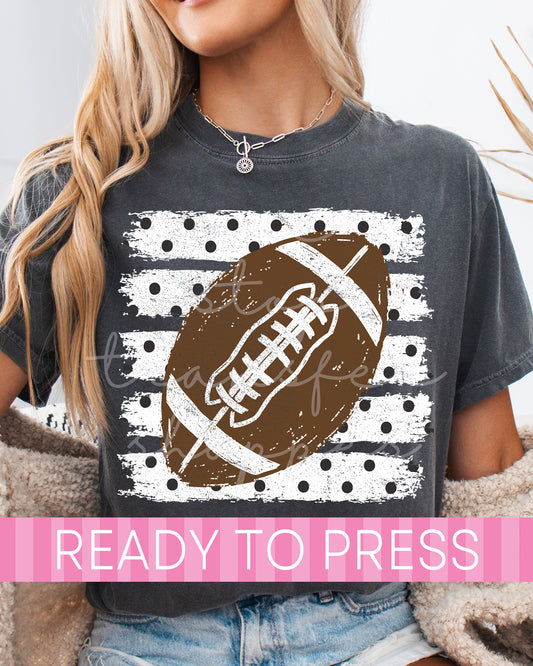 Preppy Polka Dot Stripes Football - Ready to Press DTF Transfers