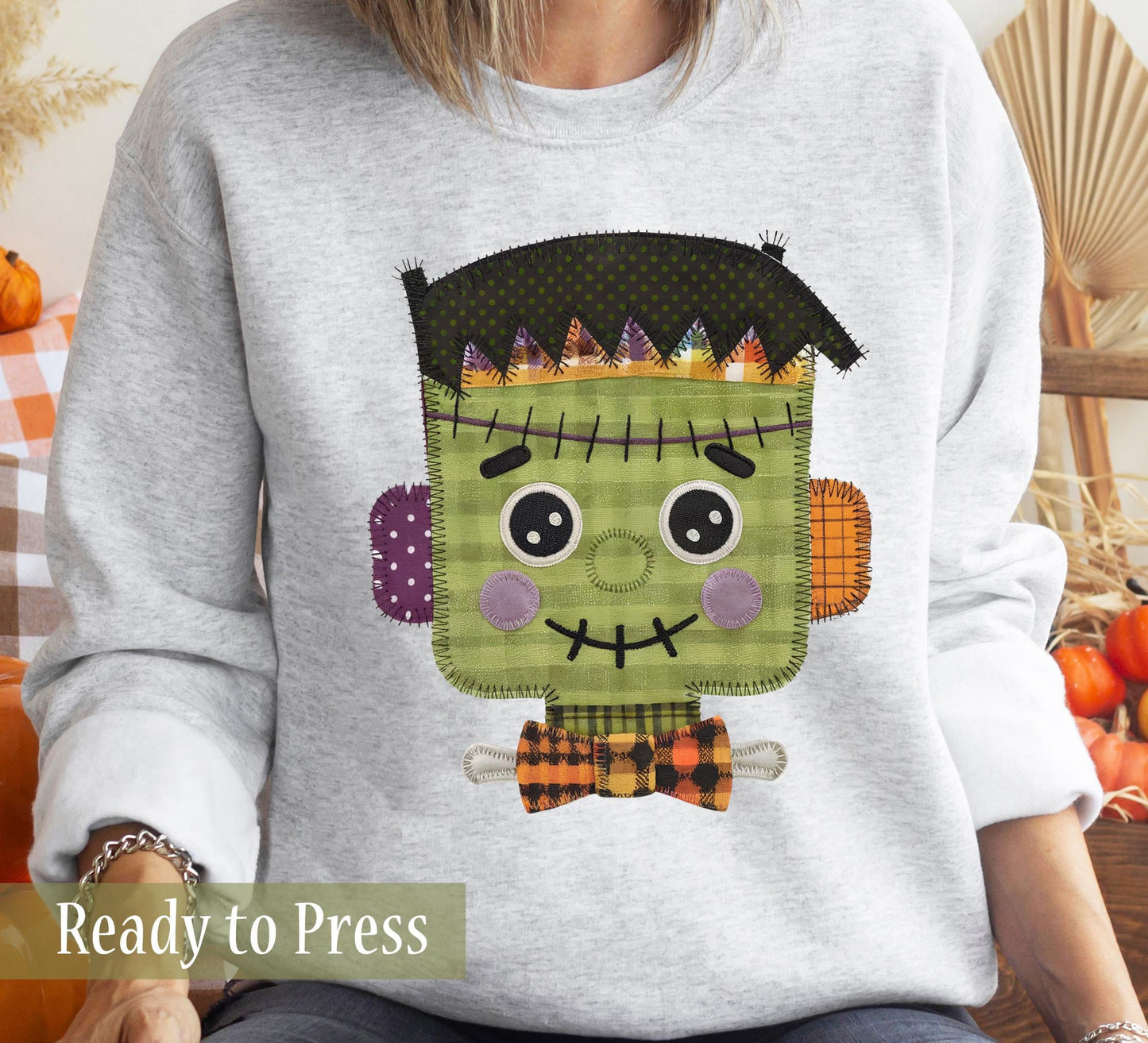 Faux Patchwork Halloween Frankenstein - Ready to Press DTF Transfers