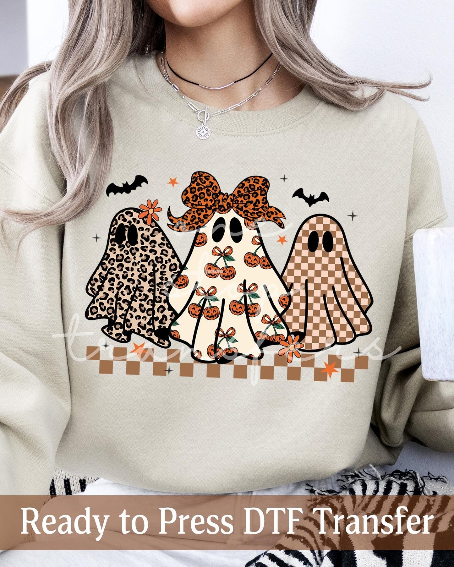 Leopard Checker Boujee Ghosts - Ready to Press DTF Transfers