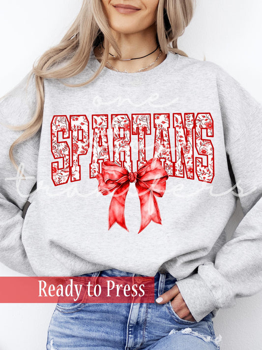 Coquette Chinoiserie Red Varsity SPARTANS - Ready to Press DTF Transfers