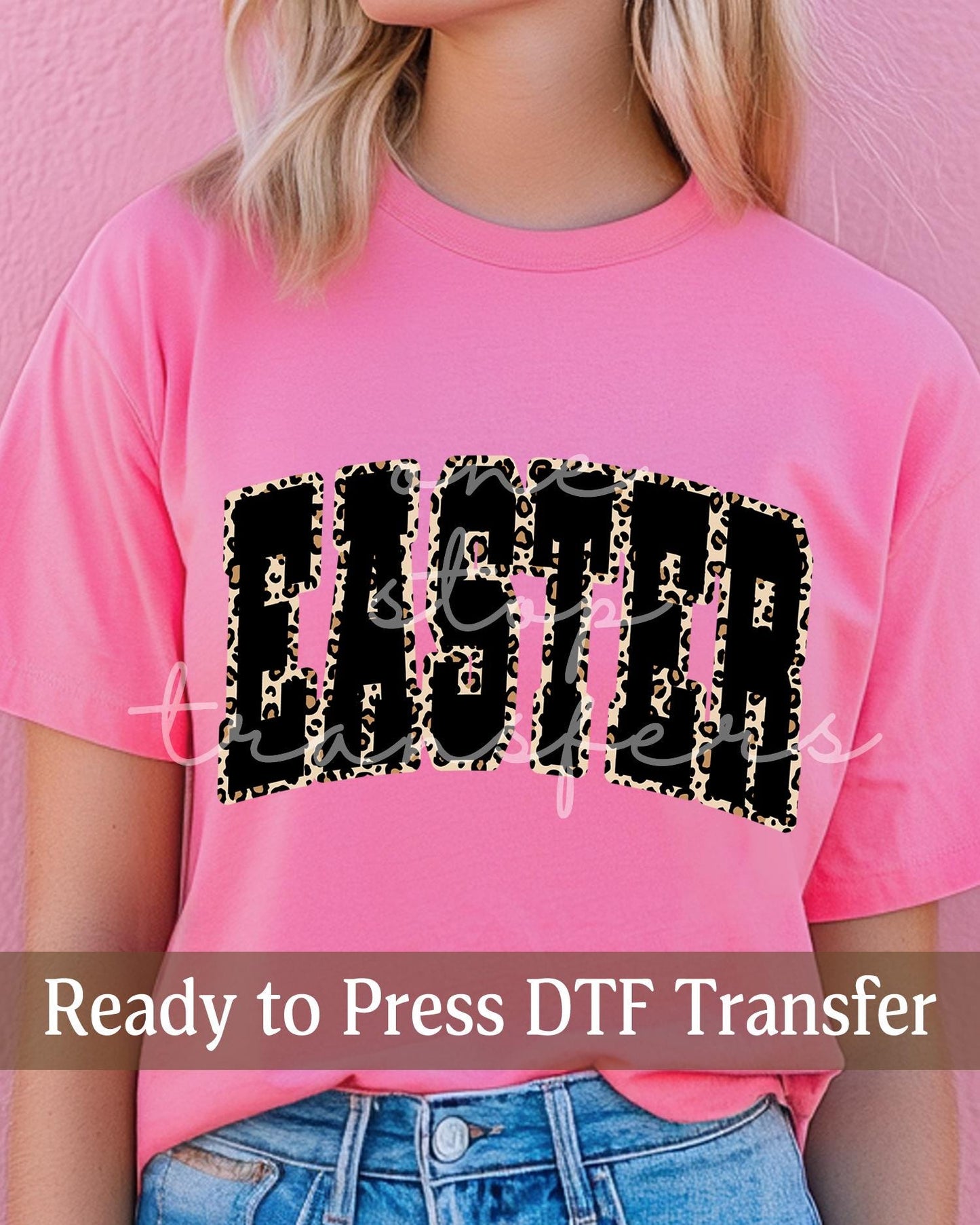 Preppy Varsity Black Easter Leopard Print Outline - Ready to Press DTF Transfers