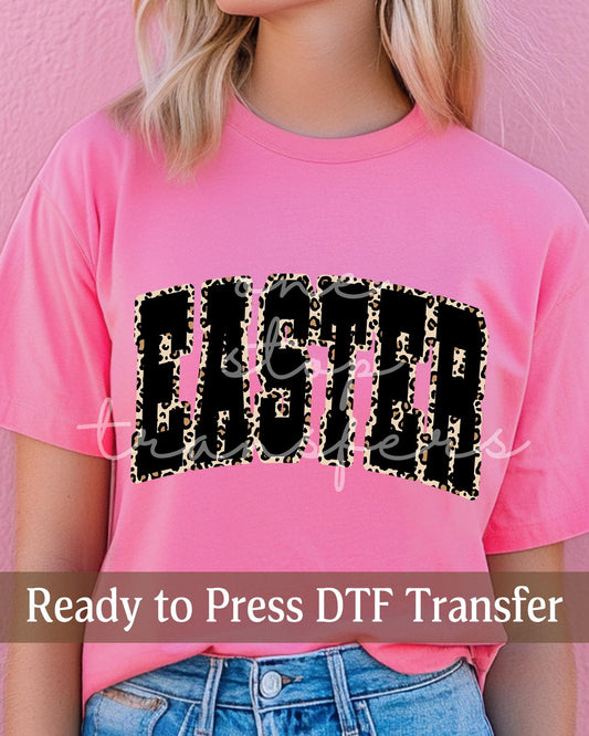 Preppy Varsity Black Easter Leopard Print Outline - Ready to Press DTF Transfers