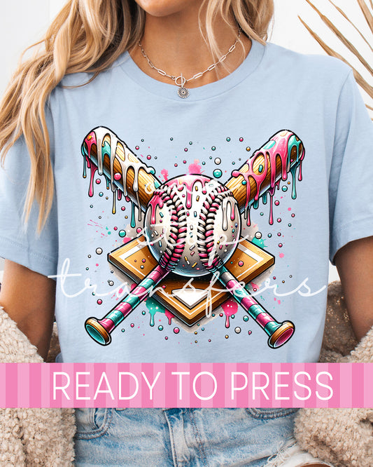 Baseball Ice Cream Drip - Ready to Press DTF Transfers