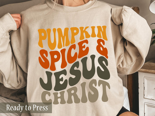 Wavy Pumpkin Spice and Jesus Christ - Ready to Press DTF Transfers