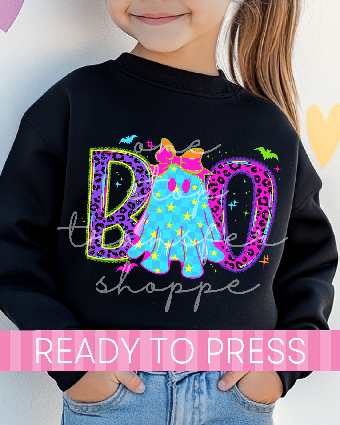 Neon Halloween Lace BOO Ghost - Ready to Press DTF Transfers