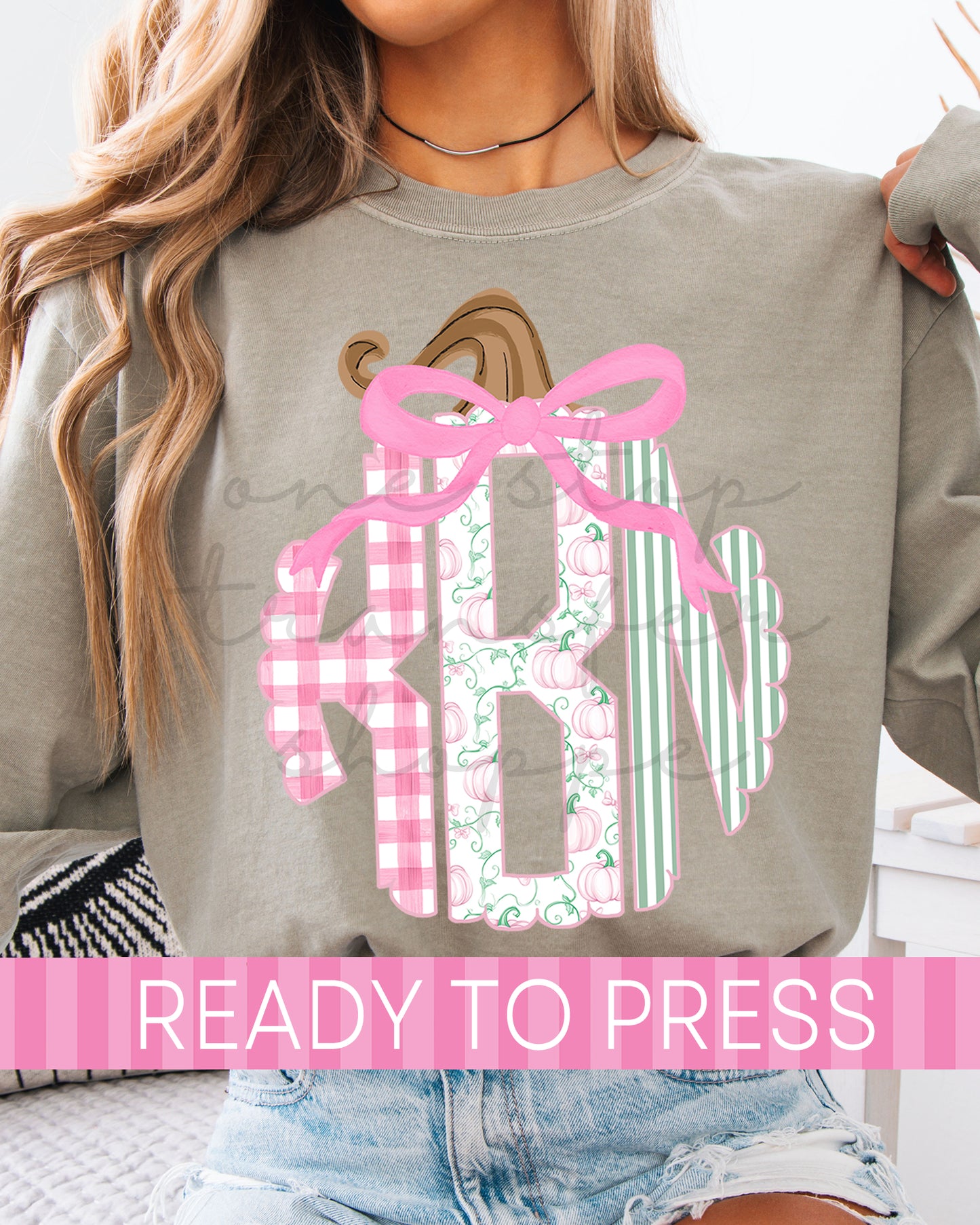 Preppy Girl Coquette Pumpkin Monogram - Ready to Press DTF Transfers