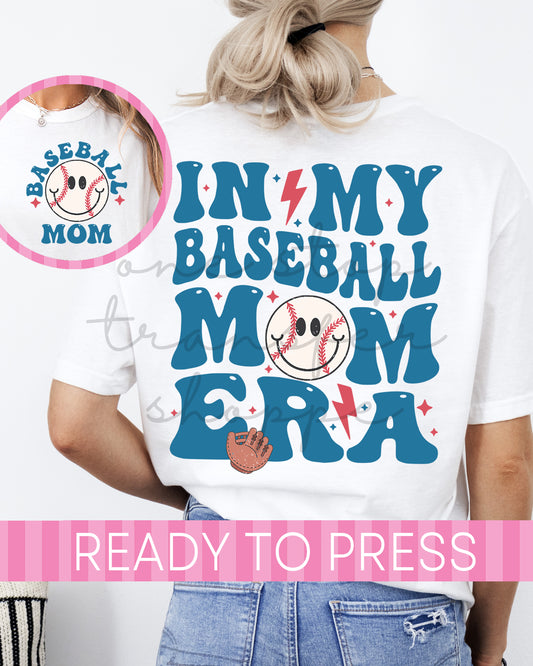 In My Baseball Mom Era Blue - Ready to Press DTF Transfer with Pocket