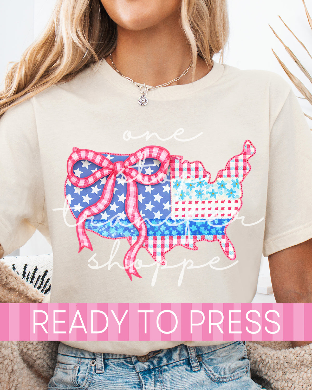 Pink Coquette Patchwork USA - Ready to Press DTF Transfers