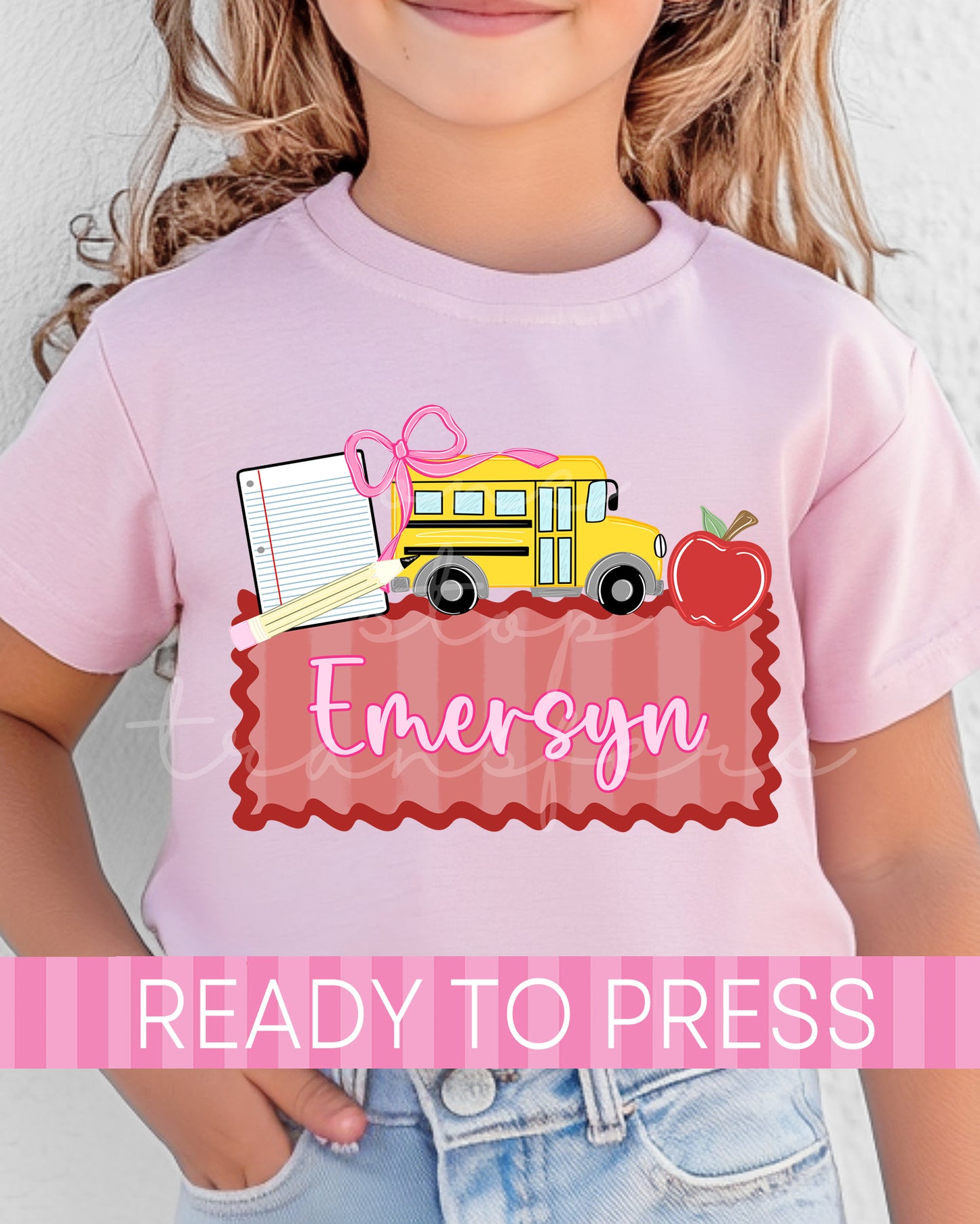 Custom Name Preppy Girl School Bus - Ready to Press DTF Transfers
