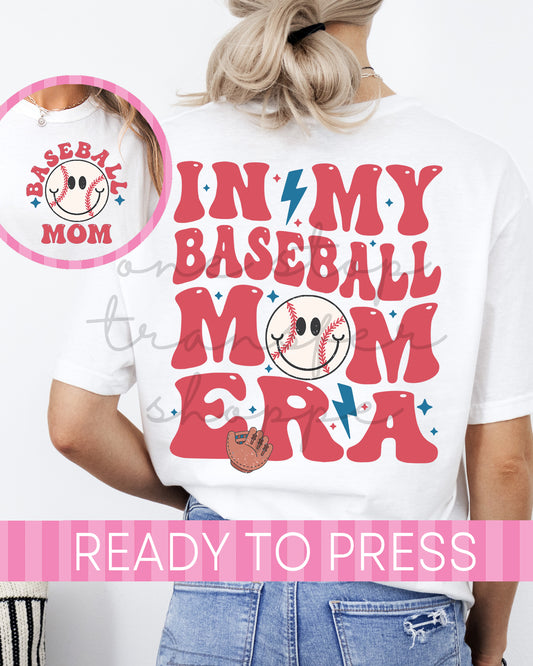 In My Baseball Mom Era Red - Ready to Press DTF Transfer with Pocket