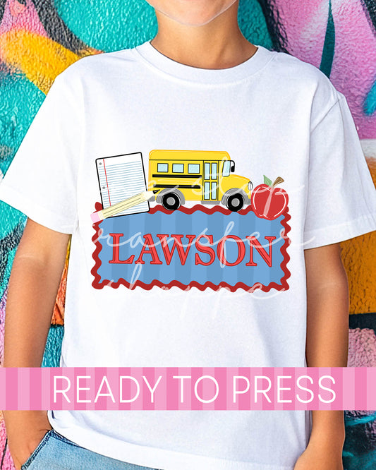 Custom Name Preppy Boy School Bus - Ready to Press DTF Transfers