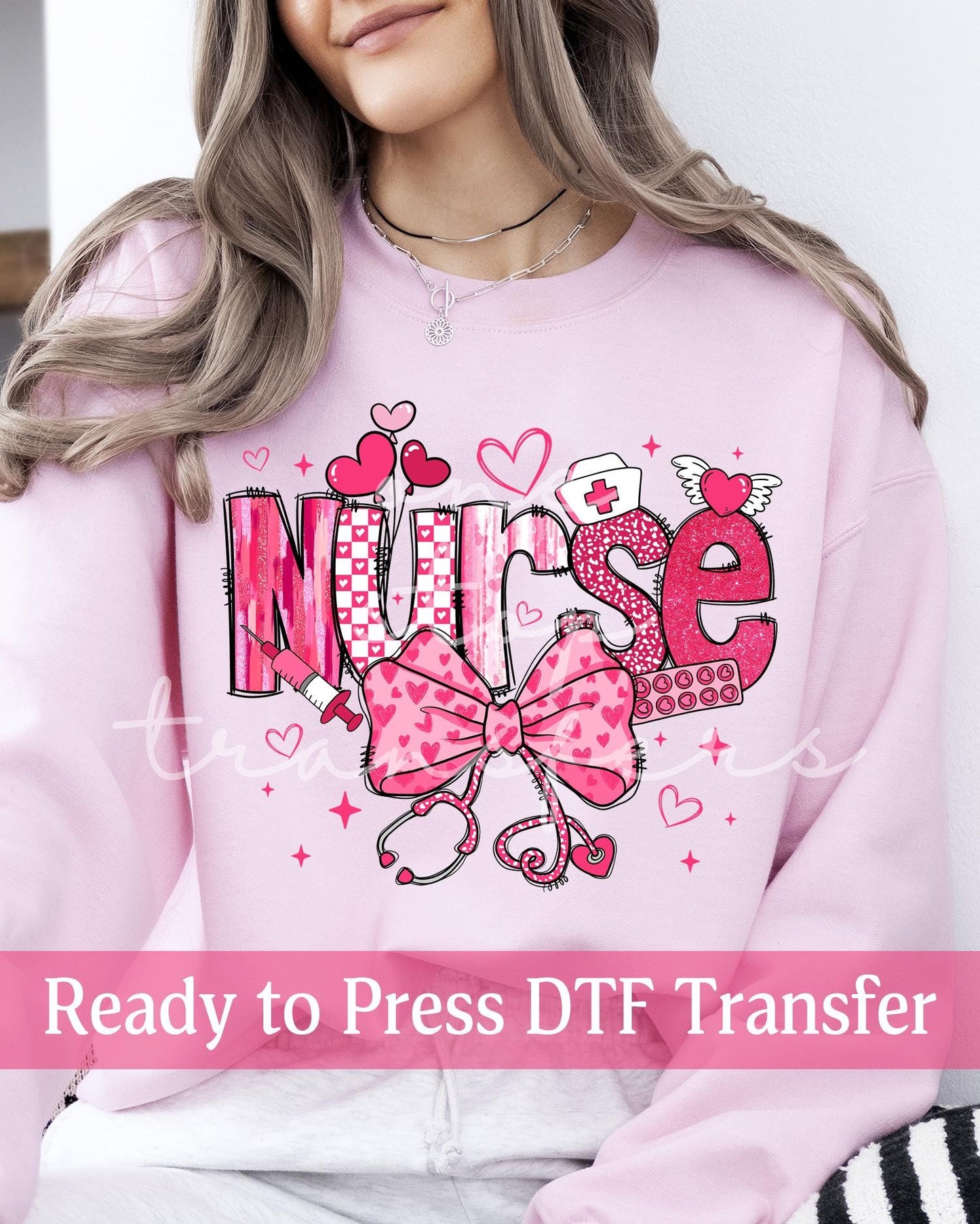 Valentine's Day Coquette Nurse - Ready to Press DTF Transfers