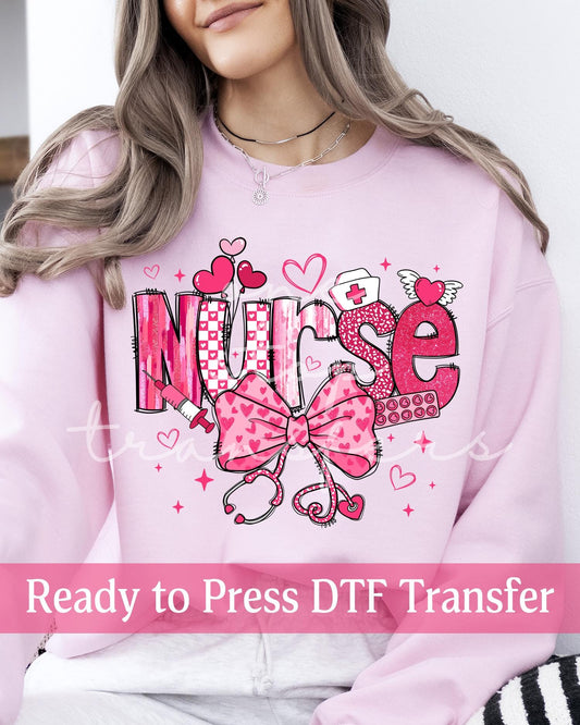 Valentine's Day Coquette Nurse - Ready to Press DTF Transfers
