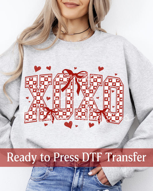Valentine's Day Varsity Checker XOXO - Ready to Press DTF Transfers