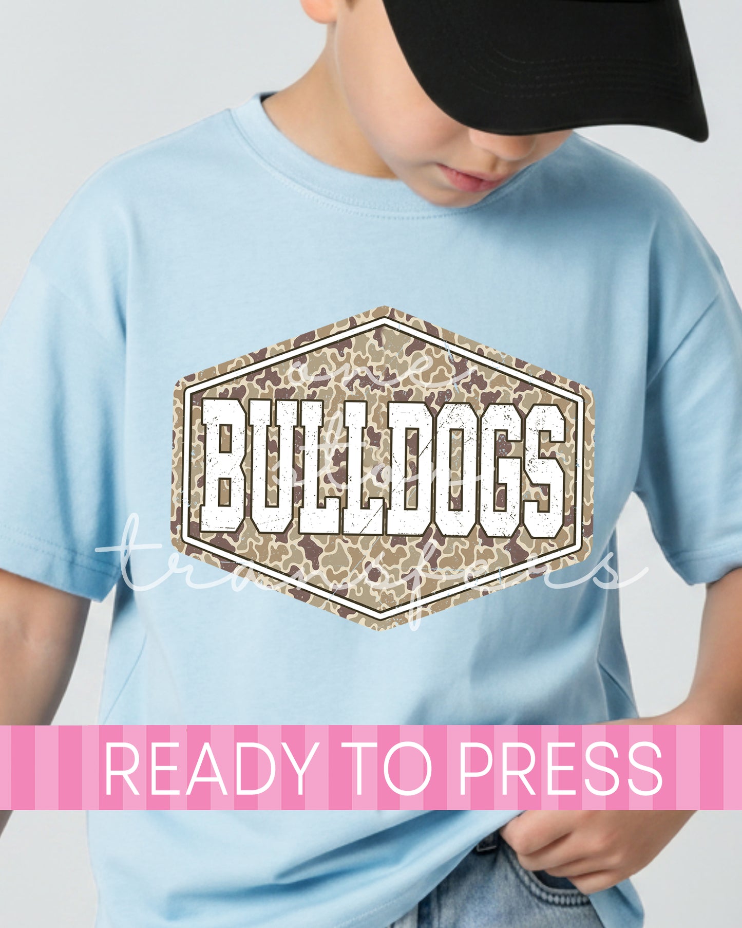 Distressed Camo Patch Bulldogs Mascot - Ready to Press DTF Transfers