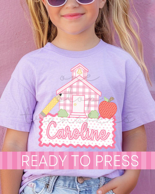Custom Name Preppy Girl School House - Ready to Press DTF Transfers