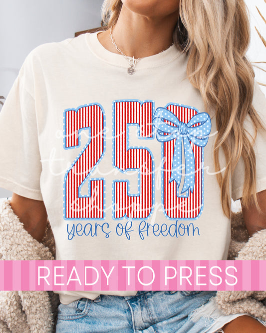 Preppy Coquette Striped 250 Years of Freedom - Ready to Press DTF Transfers
