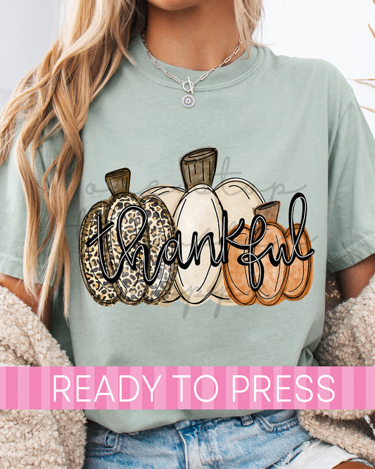 Thankful Leopard Fall Pumpkins - Ready to Press DTF Transfers