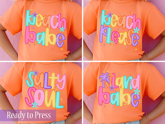Preppy Bright Summer Beach - Ready to Press DTF Transfers