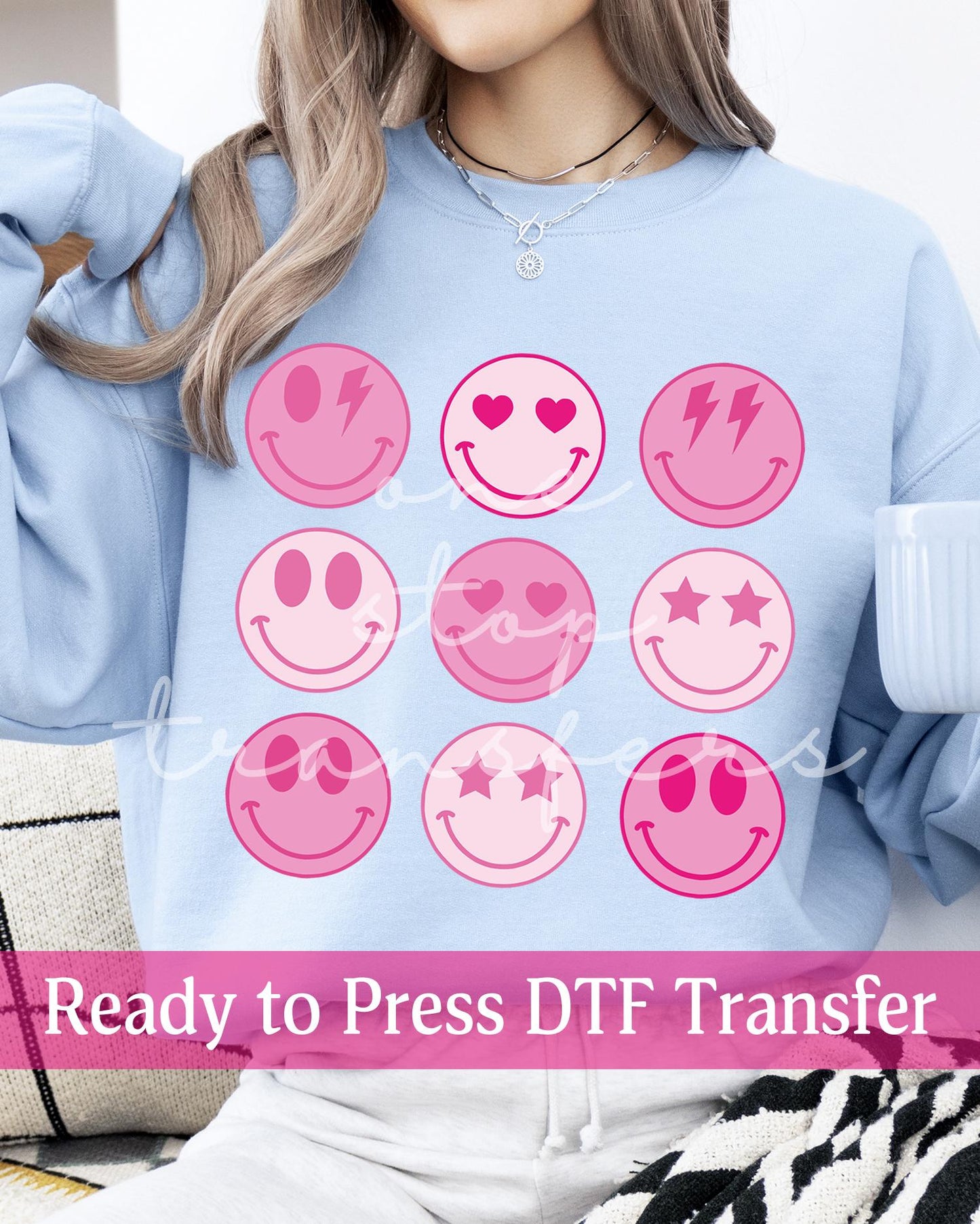 Valentine's Day Pink Smiley Faces Collage - Ready to Press DTF Transfers