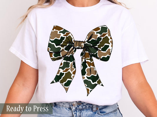 Coquette Dark Camouflage Bow - Ready to Press DTF Transfers