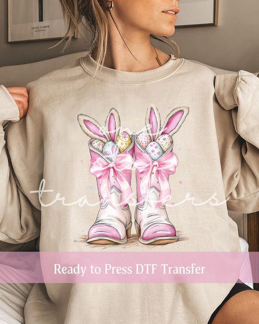 Coquette Easter Egg Bunny Ear Boots - Ready to Press DTF Transfers