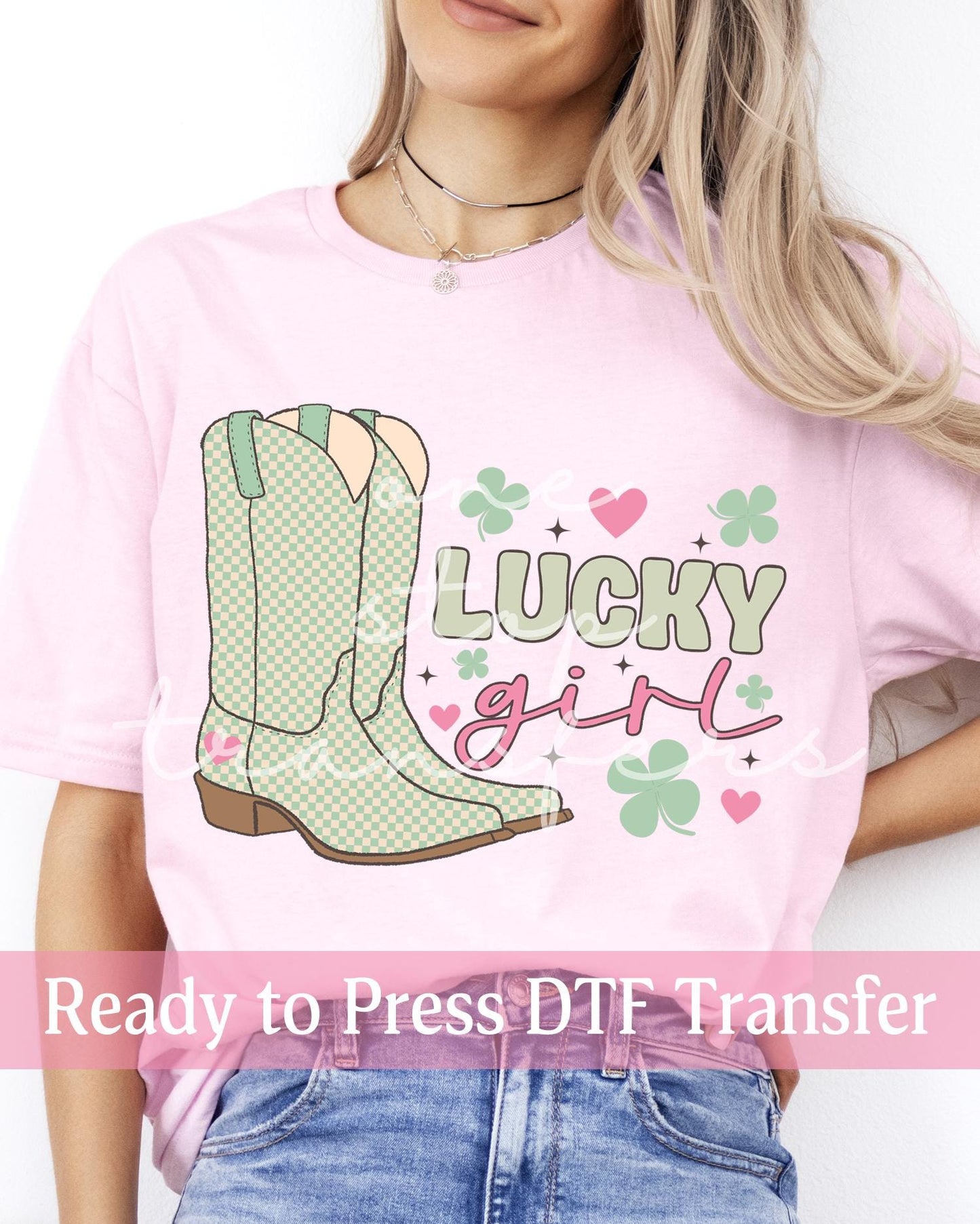 Preppy St. Patrick's Day Lucky Girl Boots - Ready to Press DTF Transfers