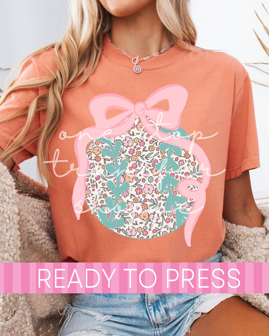 Coquette Pink Teal Floral Baseball - Ready to Press DTF Transfers