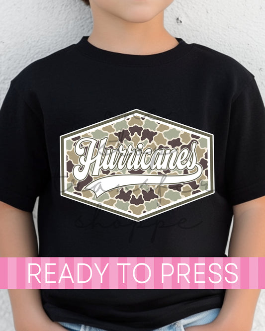 Dark Camo Patch Hurricanes Mascot - Ready to Press DTF Transfers