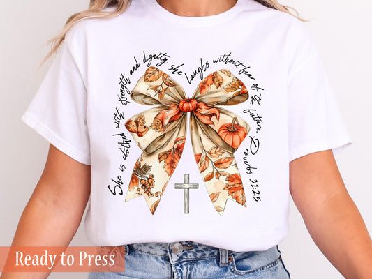 Fall Coquette Proverbs 31:25 - Ready to Press DTF Transfers