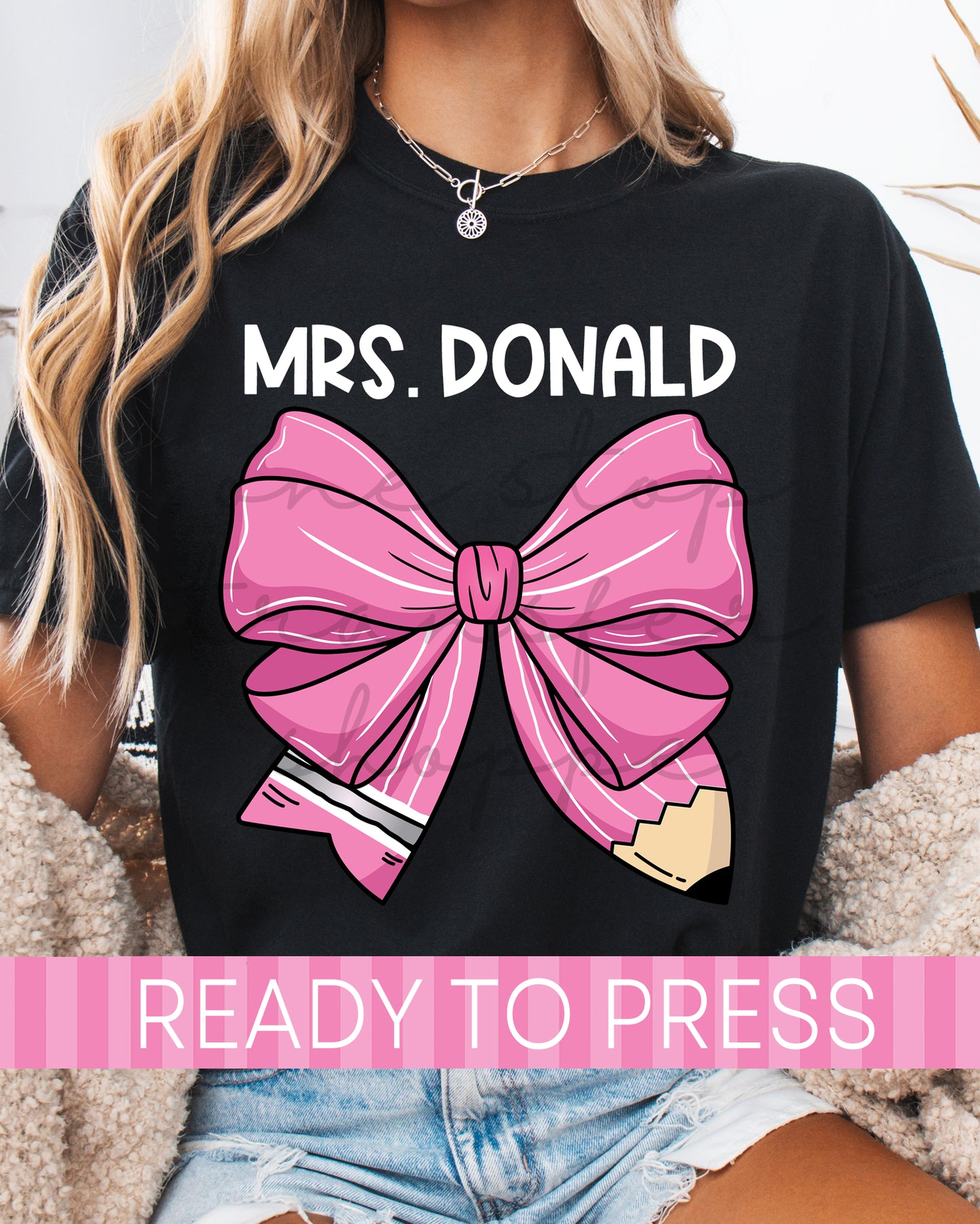 Custom Name Teacher Coquette Pencil - Ready to Press DTF Transfers