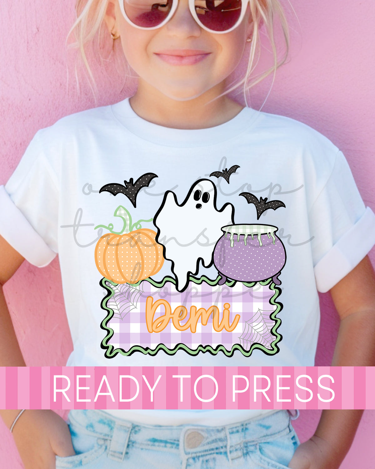Custom Name Preppy Halloween Ghost - Ready to Press DTF Transfers