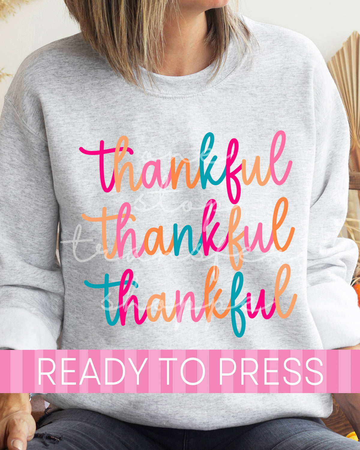 Colorful Stacked Thankful - Ready to Press DTF Transfers