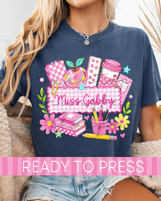 Custom Name Teacher School Supplies - Ready to Press DTF Transfers