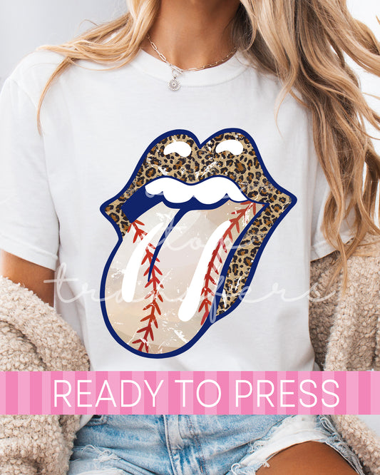 Baseball Leopard Print Tongue Out - Ready to Press DTF Transfers