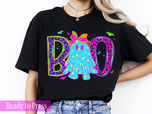 Neon Halloween Lace BOO Ghost - Ready to Press DTF Transfers