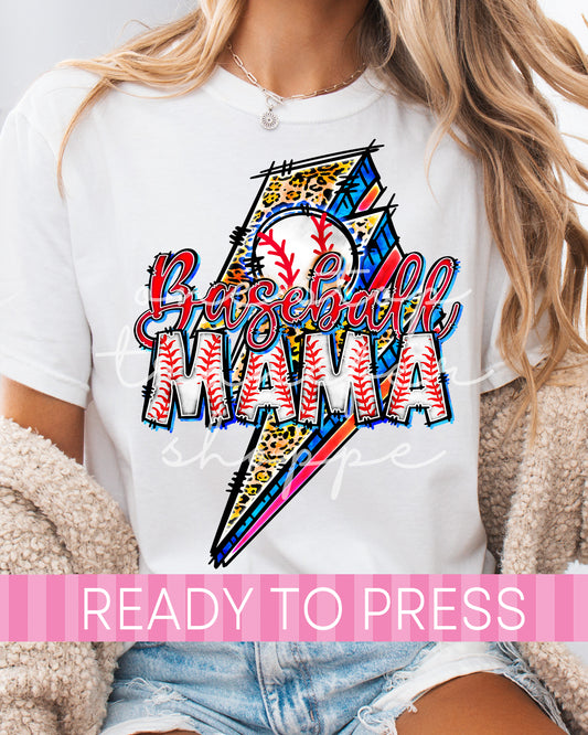 Baseball Mama Leopard Lightning Bolt - Ready to Press DTF Transfers