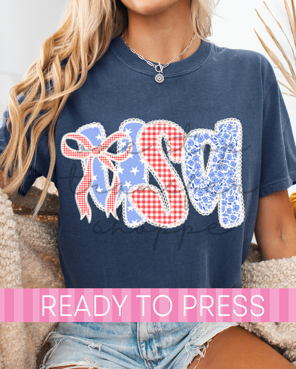 Shabby Chic Lace Coquette USA 4th of July - Ready to Press DTF Transfers